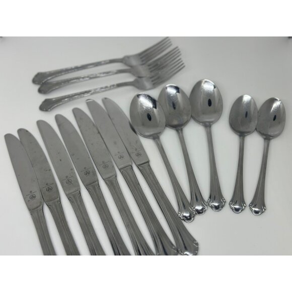 VTG Pfaltzgraff Jamestown Stainless Steel Flatware Set-of-15 Knives Spoons Forks - Picture 1 of 10
